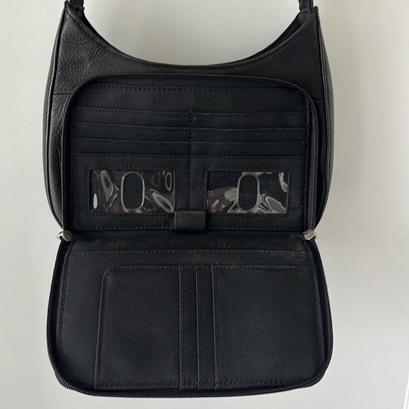 Vintage Y2K Fossil Black Leather Shoulder Handbag - Picture 6 of 16